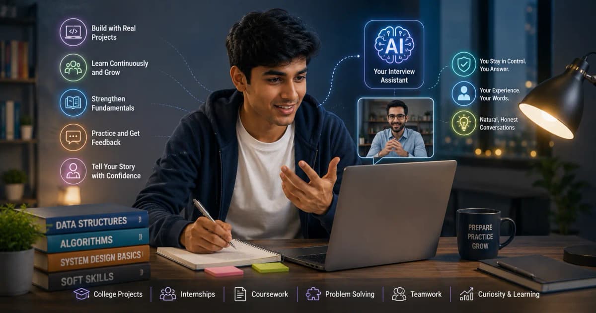 Fresher practicing authentic project-based interview answers with AI
