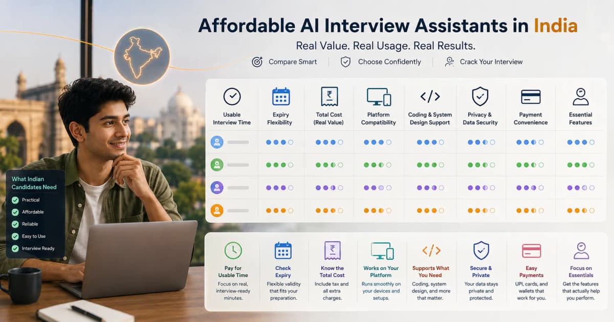 Indian job seeker comparing affordable live AI interview assistants