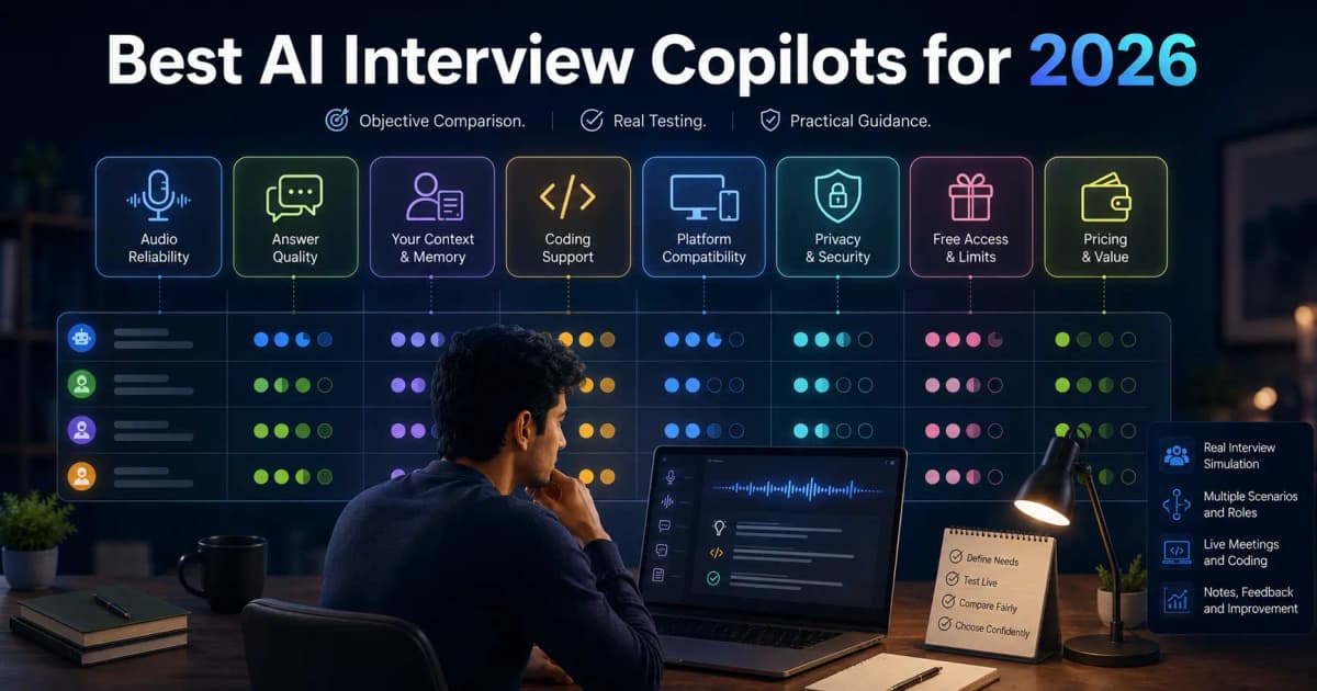 Candidate testing several real-time AI interview copilot workflows