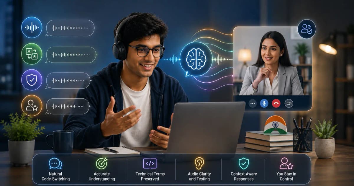 Indian candidate testing mixed Hindi and English interview transcription