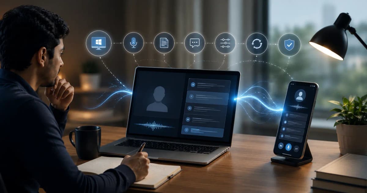 InterviewGPT Windows session synchronized with a phone companion timeline