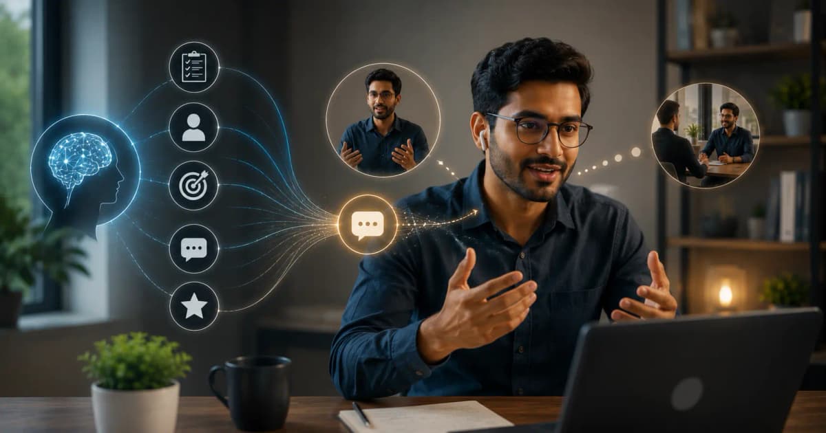 Long robotic answer transformed into concise natural interview talking points