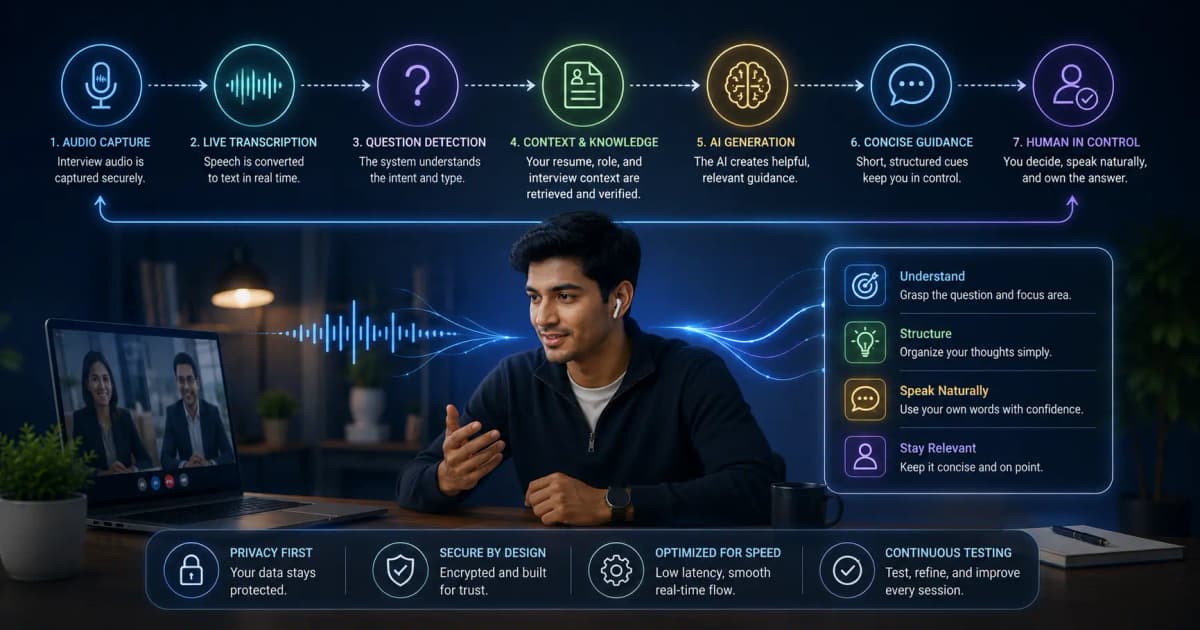 Audio-to-answer pipeline of a real-time AI interview assistant